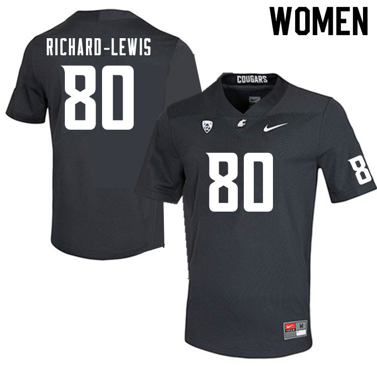 Women #80 Jasiah Richard-Lewis Washington State Cougars College Football Jerseys Sale-Charcoal
